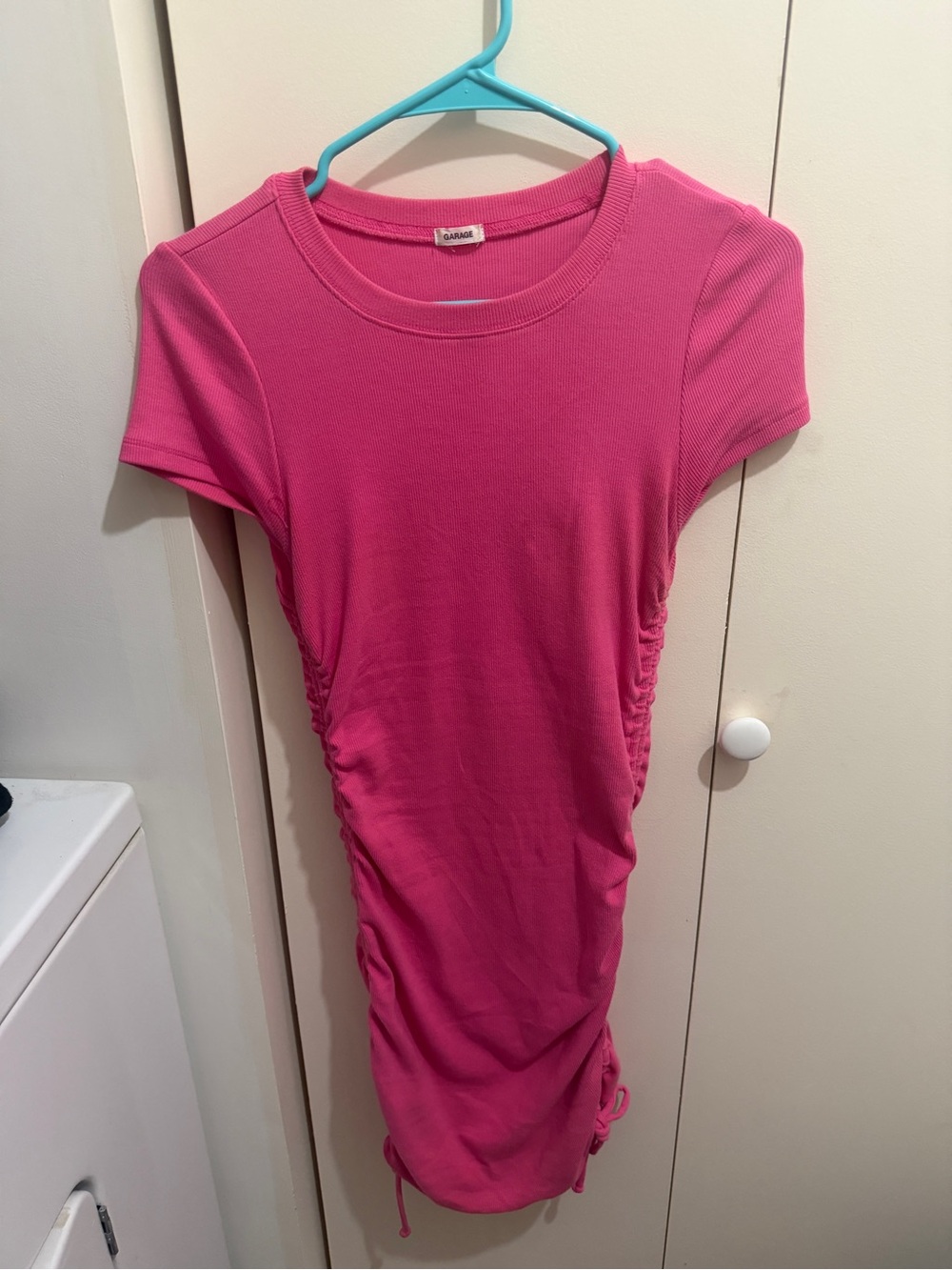 Garage Pink Ruched Bodycon Mini Dress